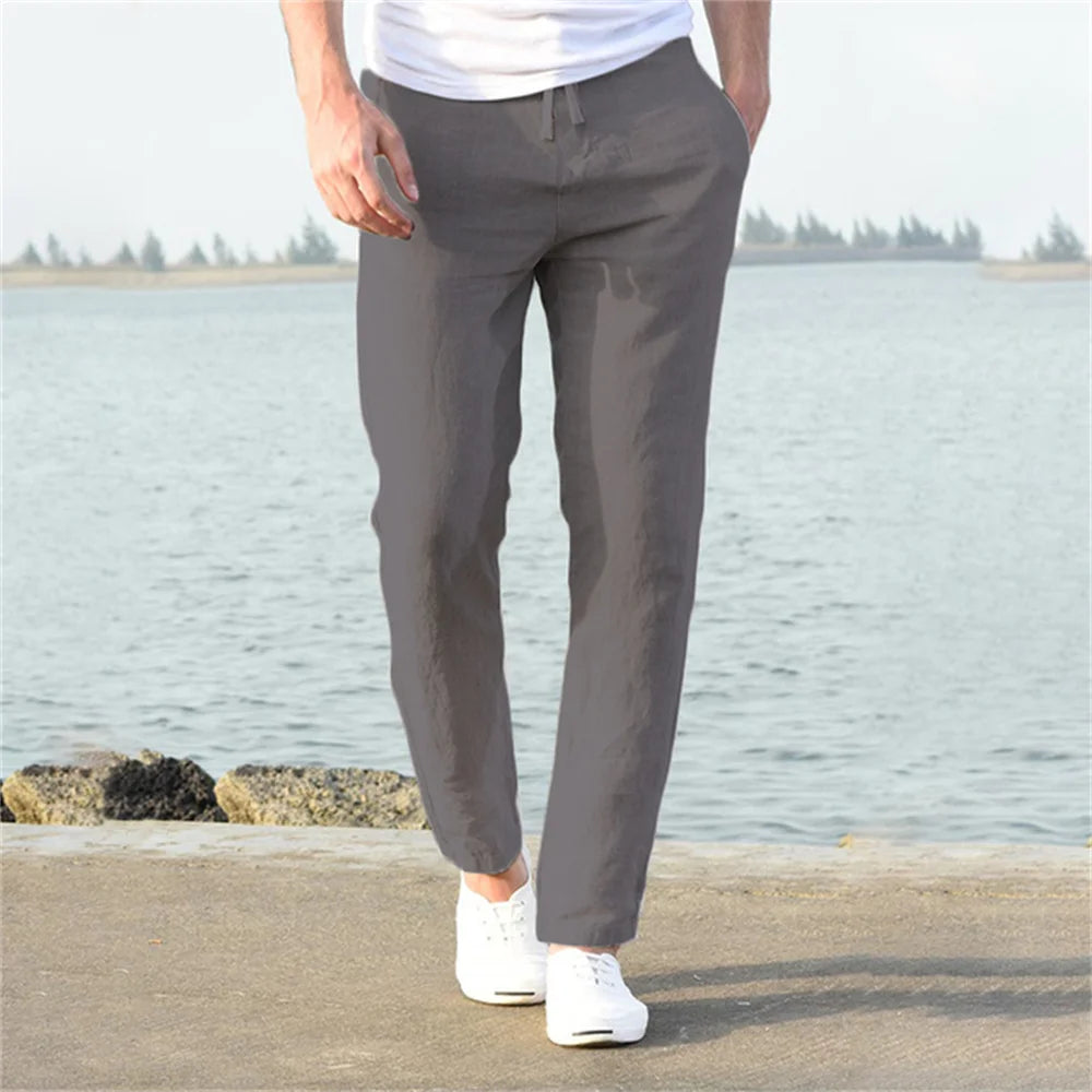Pantalones Masculinos De Lino Transpirables Vanthea