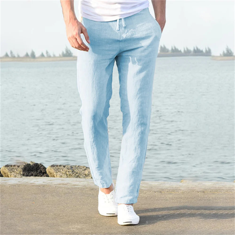 Pantalones Masculinos De Lino Transpirables Vanthea